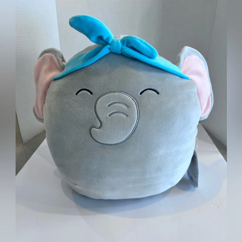 NWT Squishmallows Gift Set 12” Mila Elephant Slippers Sz 13/1 Kids Shoe Size